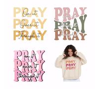 SUPERDANT 4Pcs Text Iron On Transfer Paper Words Heat Transfer Sticker DIY Iron-on Decals Washable DTF Transfers Ready to Press for T-Shirt Clothing Bags Thanksgiving Decorations
