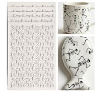 SUPERDANT 4Pcs Underglaze Transfer Paper Skeleton Man Black Oversized Ceramic Decals for Cups Plates Vases Pottery Pattern Sheet Clay Studio Use Handmade Vase Plate No Seam Wrap 52x37cm