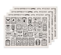 SUPERDANT 4Pcs Underglaze Transfers for Pottery 52x37cm Halloween Ceramic Transfer Paper with Vintage Apothecary Labels and Bat for DIY Pottery Projects and Home Decor Black