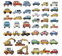 SUPERDANT 4Pcs Vehicle Iron on Transfers Caraton Car Heat Transfer Stickers DIY Iron-on Decals Washable DTF Transfers Ready to Press for T-Shirt Clothing Bags Jacket Decor