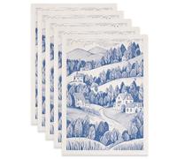 SUPERDANT 5 Pcs Rural Scenery Underglaze Transfer Paper 52x37cm/20.47x14.57inch Pottery Underglaze Decals Ceramic Water-Slide Transfers for Cups Vases Plates Trimmable Sheet Blue