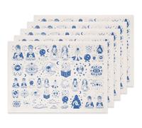 SUPERDANT 5 Sheet Blue Underglaze Ceramic Decal Fortune Teller Style Pottery Transfer Star Mystic Design for Handmade Plate Cup Decoration