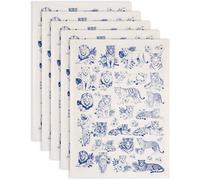 SUPERDANT 5 Sheets 52x37cm Tigers and Lions Underglaze Transfer Paper Blue Cheetahs Pattern Pottery Decal Animal Ceramic Waterslide Decal for Mugs Plates Vases Trimmable