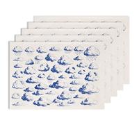 SUPERDANT 5 Sheets Blue Clouds Underglaze Pottery Decal Paper 52x37cm Trimmable Clouds and Rain Ceramic Waterslide Transfer for Mugs Plates Vases