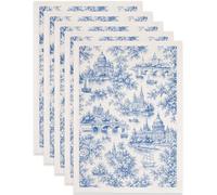 SUPERDANT 5PCS Blue Retro Architecture Ceramic Transfers Decals Flowers Sailboats Underglaze Transfers for Pottery DIY Stickers Water Transfer Paper for Potteries Ceramics Vases 52x37cm