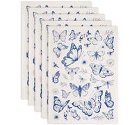 SUPERDANT 5PCS Butterfly Underglaze Transfers for Pottery Flower Transfer Stickers Ceramic Decals Blue Underglaze Transfers Paper for Porcelain Overglaze Enamel Clay Decal 52x37cm