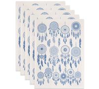 SUPERDANT 5PCS Dream Catcher Underglaze Paper Transfer Feathers Transfer Paper for Clay Ceramic Porcelain Under Glaze Transfers for Pottery Enamel Decals Blue Underglaze Papers