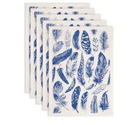 SUPERDANT 5PCS Feather Underglaze Transfers for Pottery Bird Feathers Transfer Stickers Ceramic Decals Blue Underglaze Transfers Paper for Porcelain Overglaze Enamel Clay Decal 52x37cm
