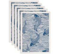 SUPERDANT 5PCS Fish and Waves Underglaze Transfers for Pottery Chinese Style Transfer Stickers Ceramic Decals Ceramic Underglaze Transfers for Pottery Overglaze Enamel Decal Handmade Gifts