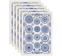 SUPERDANT 5PCS Mandala Pattern Underglaze Transfers for Pottery Rotundity Flower Transfer Stickers Ceramic Decals Blue Underglaze Transfers Paper for Porcelain Overglaze Enamel Clay Decal 52x37cm