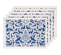 SUPERDANT 5pcs Underglaze Transfer Paper Blue Wildlife Ceramic Decals Animal Silhouette Deer Wolf Rabbit Floral Pottery Decals for Cups Plates Vases Beginner Handmade Studio Clay Porcelain 14.6x20.5in