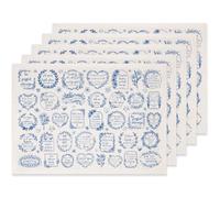 SUPERDANT 5Pcs Verses Underglaze Ceramic Decal 20.5x14.6Inch/52x37cm Scripture Pottery Waterslide Blue Script Transfer for Handmade Dishes Kiln 800-1220°C Easy Apply for Coffee Cup Plate