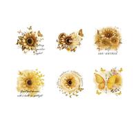 SUPERDANT 6 Pcs 25x25cm Sunflower Butterfly Heat Transfer Sticker Oversized Home-Iron Compatible 50-Wash Durable Plastic Film for Front Tee Hoodie Canvas Tote Colorful