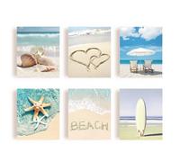 SUPERDANT 6 PCS Beach Wall Art Prints Shells Pictures for Living Room Unframed Realism Summer Wall Pictures Canvas Poster Art for Bedroom Bathroom Decoration (No Farm)