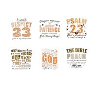 SUPERDANT 6 Pcs Bible Iron On Transfer Scripture Heat Transfer Sticker Colorful Decal for Shirts Hoodies Canvas Bags Home Iron Ready Pastoral Style Motivational Text Colorful