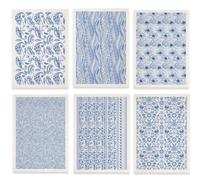 SUPERDANT 6 Style Dandelion Underglaze Paper Transfer Flower Transfer Paper for Clay Ceramic Porcelain Under Glaze Transfers for Pottery Enamel Decals Blue Underglaze Gifts for Craft Enthusiasts