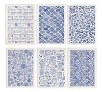 SUPERDANT 6PCS Flower Leaves Underglaze Transfers for Pottery Animals Skeletons Mixed Transfer Stickers Ceramic Decals Blue Underglaze Transfers Paper for Porcelain Overglaze Enamel Clay Decal 52x37cm