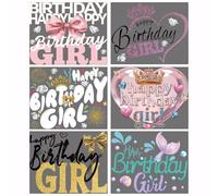 SUPERDANT 6PCS Iron On Transfer Paper Birthday Heat Transfer Sticker Happy Birthday Hot Press Patch Decals Applique DIY Decoration for Clothes T-Shirts Cushion and Canvas Bags