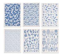 SUPERDANT 6PCS Owl Mushroom Underglaze Transfers for Pottery Dreamcatcher Flowers Clay Transfer Paper Blue Ceramic Decals Transfer Stickers for Pottery DIY Handicraft Supplies Waterslide Decal