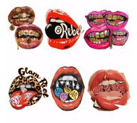 SUPERDANT 6PCS Red Lips Iron on Transfer Paper Glam Riot Rebel Colorful Heat Transfer Sticker Washable Iron on Decals for T Shirts DTF Transfers Ready to Press for Clothing Hoodie Jackets DIY Gift