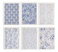 SUPERDANT 6PCS Retro Flower Pattern Underglaze Transfers for Pottery Paisley Mixed Transfer Stickers Ceramic Decals Blue Underglaze Transfers Paper for Porcelain Overglaze Enamel Clay Decal 52x37cm