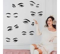 SUPERDANT 8 Pairs Eyes Eyebrows Wall Stickers Sketch Style PVC Waterproof Wall Decals Self-Adhesive Sticker Set Home Decoration for Bedroom Girl's Room Dressing Room Lounges Ladies
