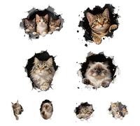 SUPERDANT 8 PCS Broken Hole Cat Heat Transfer Pet Kitten Iron-On Transfers Plastic Stickers Set Clothing Iron on Decals for T-Shirt Canvas Bags Jackets Pillow Hoodie DIY Crafts