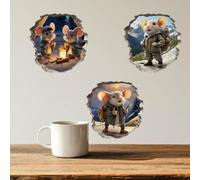 SUPERDANT 8Pcs 3D Wall Stickers Adventure Mouse Wall Decal Cute Mouse Stickers for Walls Vinyl Art Sticker for Bedroom Living Room Nursery Playroom Decoration