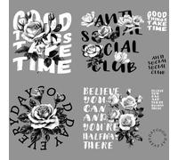 SUPERDANT 8Pcs Flower Text Heat Transfer Stickers Inspirational Quotes Iron on Transfers Good Thing Take Time Iron on Patches Stickers Washable Sticker Paper for Clothing T-Shirt DIY Applique