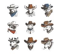 SUPERDANT 9 Pcs Western Animals Iron On Transfer Cowboy Heat Transfer Sticker Colorful Decal for Shirts Hoodies Canvas Bags Home Iron Ready Tiger and Bear Colorful