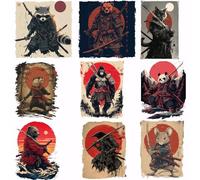 SUPERDANT 9Pcs Animal Warrior Heat Transfer Stickers Raccoon Bear Cat Panda Iron on Transfers Iron on Patches Stickers Washable Sticker Paper for Clothing T-Shirt DIY Applique