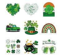 SUPERDANT 9PCS Iron On Transfer Paper Heart Shaped Leaves Clover Heat Transfer Sticker St. Patrick's Day Hot Press Patch Decals Applique DIY Decoration for Clothes T-Shirts Cushion and Canvas Bags
