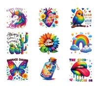 SUPERDANT 9PCS Motivational Quotes Iron On Transfer Patches Colorful Heat Transfer Stickers DIY Inspiring Text Iron On Decals Washable Heat Transfers Paper for Clothing T-Shirt Backpacks Bag Pillow
