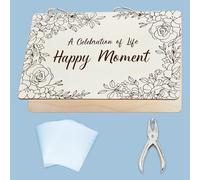 SUPERDANT A Celebration of Life Greeting Card Organizer Planning Book Binder Card Keeper Memorial Guestbook Memory Album Card Holder Wooden Loose Leaf Photo 2-Rings Cover with Punch and 20 Card Pocket