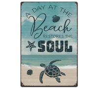 SUPERDANT A Day at the Beach Metal Signs Beach Turtle Tin Signs 20x30cm