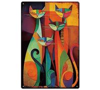 SUPERDANT Abstract Cat Metal Signs Cartoon Animal Tin Sign Retro Colorful Wall Plaques Funny Iron Poster Art for Man Cave Home Living Room Vintage Decor Housewarming Gift