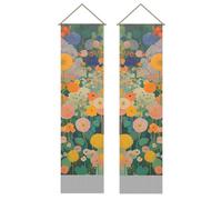 SUPERDANT Abstract Flower Tapestry Flower Cluster Wall Tapestry Pack of 2 Tapestries Long Tapestry Wall Hanging with Tassel for Bedroom Living Room Porch Home Decor 130x33cm