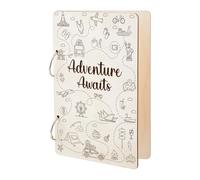 SUPERDANT Adventure Awaits Greeting Card Holder Travel Journal Planning Book Wooden Loose Leaf Binder Photo Album 2-Rings Cover Planner Keeper Keepsake Gifts for Vacation Road Trip Planner Organizer