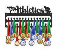 SUPERDANT Athletics Medal Hanger Display Sports Medal Holder Wall Mount Athletics Medals Hanging 30 Hooks Black Metal Medal Display Rack Iron Race Ribbon Award Organizer for Athletes 40x20cm