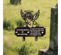 SUPERDANT Baby Memory Metal Tombstone Decor Angle Baby Graveyard Decor Animals Metal Cemetery Stakes Outdoor Decorative Yard Art Statue for Yard Lawn Patio Memorial Gift