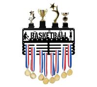 SUPERDANT Basketball Medal Trophy Hanger Rack Medal Hanger Display with Shelf for Basketball Trophy and Medal Display Shelf Metal Basketball Award Display Shelf Wll Deocr Basketball Player Gift