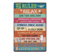 SUPERDANT Bathroom Metal Signs Hot Tub Rules Tin Sign Relax Soak Wall Plaques Iron Poster Art for Bathroom Toilet Roll Tips Vintage Decor Man Cave Gift