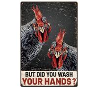 SUPERDANT Bathroom Metal Signs Wash Your Hands Tin Sign Bathroom Chicken Wall Plaques Funny Signs for Toilet Vintage Decor Retro Wall Art for Man Cave Toilet Walls Decor