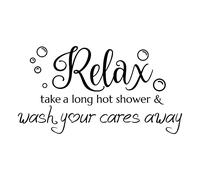 SUPERDANT Bathroom Wall Stickers Relax Shower Wall Decals Take a Long Hot Shower Decals Stickers for Walls Vinyl Lettering Transfer Sticker for Bathtub Bathroom Decor Housewarming Gift