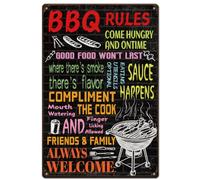 SUPERDANT BBQ Rules Metal Signs Always Welcome Tin Sign Barbeque Quotes Wall Plaques Kitchen Poster Art for Kitchen Bar Pub Man Cave Gift Vintage Decor