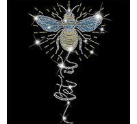 SUPERDANT Bee Crystal Rhinestone Iron on Transfer Let It Text Glitter Rhinestone Applique Patches DIY Transfer Decal for Clothing T-Shirt Hoodies Jackets Bag Pillows 32x23.8cm