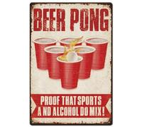 SUPERDANT Beer Pong Tin Sign Proof Sports & Alcohol Mix Bar Home Decor | Vintage,Funny,Metal Material,Wall Art,Garages,Gaming Room,Farmhouse,Fence,Outside