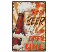 SUPERDANT Beer Tin Sign The Best Beer Is An Open One Metal Signs Funny Beer Signs Country Art Sign Vintage Wall Art Metal Plaque for Man Cave Bar Pub Kitchen Vintage Decor