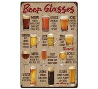 SUPERDANT Beer Types Metal Signs Beer Glasses Tin Signs Drinking Wall Plaques Bar Wall Art Poster Bar Sign Metal Sign for Bar Pub Playroom Man Cave Vintage Decor