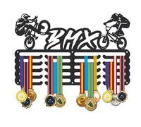 SUPERDANT Bicycle Motocross Medal Hanger BMX Medals Holder Personalised Award Black Metal Rack Wall Mount Sports Hanging 4 Rows 20 Hangers Upgrade Non-slip Hooks Gifts for Athletes